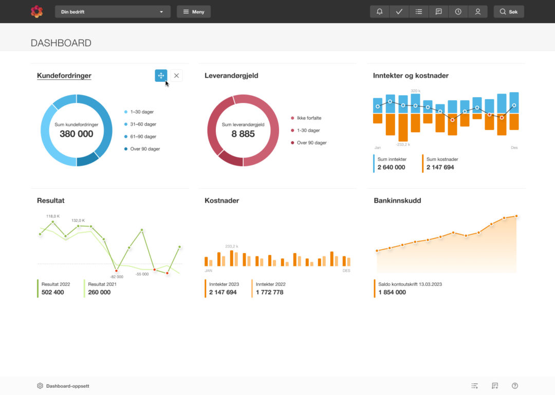 PowerOffice dashboard
